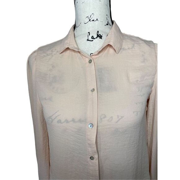 H&M light sheer pink flowy long sleeve blouse, Size‎ 4 - Picture 3 of 3
